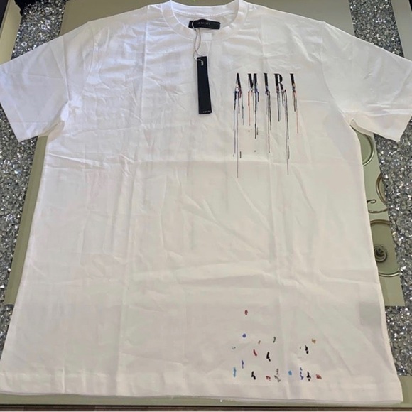 Amiri paint drip logo t shirt
